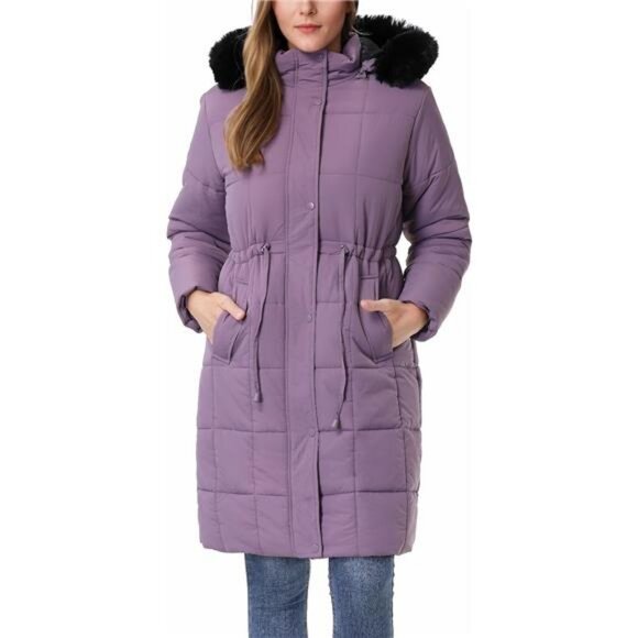 Women's Winter Coat Long Waterproof Parka - Warm Light Purple - Picture 5 of 7